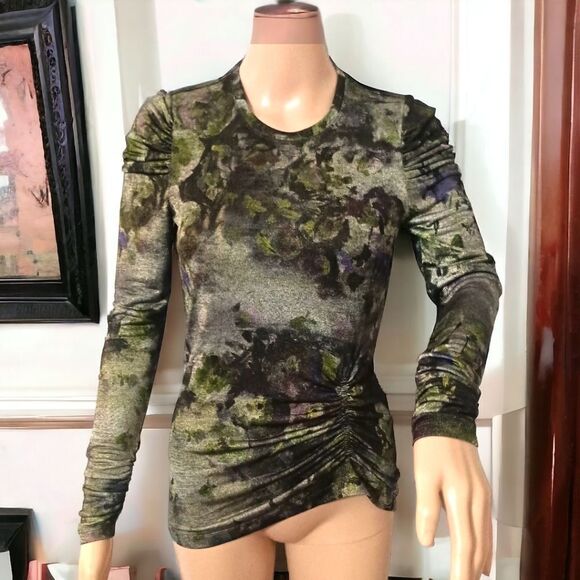 Y2K Fairy Grunge Fitted Top S Whimsigoth Witchy Shimmery Knit Ruched Stretchy. - Picture 1 of 16